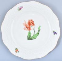 Herendi virág mintás süteményes készlet. Kézzel festett, jelzett, hibátlan. 6+1 db