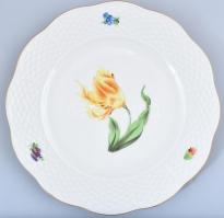 Herendi virág mintás süteményes készlet. Kézzel festett, jelzett, hibátlan. 6+1 db