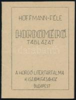 Hoffmann-féle Hordómérő táblázat a hordó litertartalma kiszámításához, Budapest, 26p