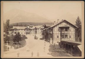 1888 Magas-Tátra, Alsó-Tátrafüred, Divald Károly felvétele, keményhátú fotó / Hohe Tatra, Bad Unterschmeks / Vysoké Tatry, Dolný Smokovec, Divald photo, 16x11 cm