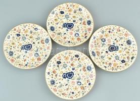 Zsolnay porcelán négy személyes teás készlet kiöntőkkel, cukordobozzal. Historizáló, virágos dekor, ...