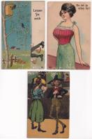3 db RÉGI humoros litho kinyitható képeslap / 3 pre-1945 humorous litho folding postcards