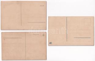 3 db RÉGI humoros litho kinyitható képeslap / 3 pre-1945 humorous litho folding postcards