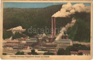 1920 Korompa, Krompach, Krompachy; vasgyári kohók. Balkányi S. kiadása / furnaces in the iron works, factory (EK)