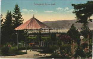 1913 Szliács, Sliac; Rózsa domb, pavilon, &quot;Virágot tépni tilos&quot; tábla. Molnár M. kiadása / park, pavilion (EK)