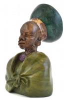 Joseph Mabena: Zulu női büszt. Szerpentinből, márványból és gránitból készült mellszobor. Jelzett: J. Mabena. m:15cm