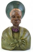 Joseph Mabena: Zulu női büszt. Szerpentinből, márványból és gránitból készült mellszobor. Jelzett: J...
