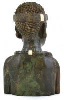 Zulu férfi büszt. Szerpentinből, márványból és gránitból készült mellszobor. Jelzett: Gsehton. m:15c...