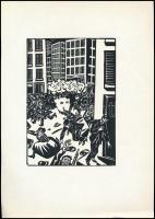 Frans Masereel (1889-1972): Gyülekezők, 2 db fametszet, papír, jelzett a metszeten, 16,5×11 cm
