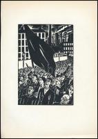 Frans Masereel (1889-1972): Gyülekezők, 2 db fametszet, papír, jelzett a metszeten, 16,5×11 cm