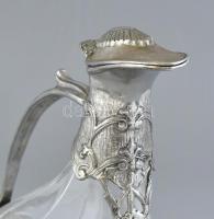 Szecessziós, kacsa formájú üveg-alpakka kiöntő. Hibátlan. 24 cm