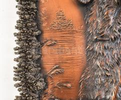 Drótszőrű német vizsla, galvanizált fém, Jelzett: F. D. 27x21cm