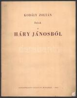 Kodály Zoltán: Dalok a Háry Jánosból. Bp., 1955, Zeneműkiadó Vállalat. 35 p. Kiadói tűzött papírkötés, kissé kopott borítóval.