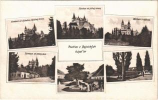 1928 Bajmóc, Bojnice; Bojnicky hrad, Bojnické kúpele / Gróf Pálffy kastély és Bajmócfürdő / castle, spa, bath (EK)