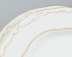 Zsolnay tollazott 25 részes étkészlet. Barokk mintás fehér étkészlet, kézi festésű tollazott aranyoz...