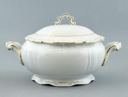 Zsolnay tollazott 25 részes étkészlet. Barokk mintás fehér étkészlet, kézi festésű tollazott aranyoz...