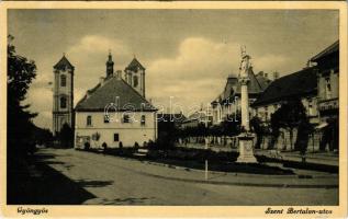 1939 Gyöngyös, Szent Bertalan utca, templom, villany és rádió üzlet, Hajtási irány tábla