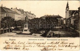 1902 Sopron, Széchenyi tér és szobor (EK)