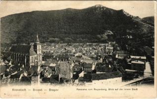 1905 Brassó, Kronstadt, Brasov; Panorama vom Raupenberg, Blick auf die innere Stadt (lyuk / hole)