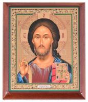 A megváltó, modern ortodox ikon, falikép, festett fa, új állapotban, bontatlan fóliában, 14x11,5 cm