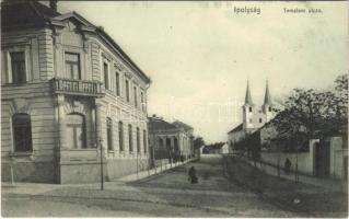 1910 Ipolyság, Sahy; Templom utca. Polgár J. kiadása / street view