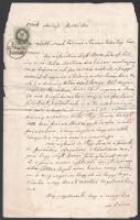 1870 Hidvégardó, adásvételi szerződés, 50 Kr okmánybélyeggel, hátoldalán illeték befizetését igazoló későbbi feljegyzéssel