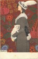 1913 Fashion lady with dog. B.K.W.I. 621-5. s: Mela Koehler (EB)