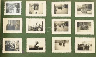 1935-1938 Díszes borítójú bőr fotóalbum, "Emlékek 1935. nov. 25." felirattal, benne nagyré...