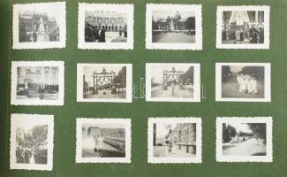 1935-1938 Díszes borítójú bőr fotóalbum, "Emlékek 1935. nov. 25." felirattal, benne nagyré...