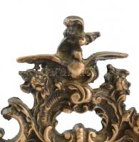 Asztali bronz képkeret kopott sérült, 23x23cm, fotóméret: 8x5,5cm