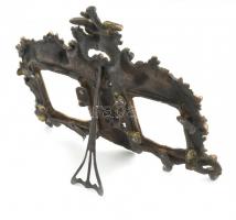 Asztali bronz képkeret kopott sérült, 23x23cm, fotóméret: 8x5,5cm