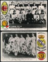 cca 1963 AC Milan, Real Madrid labdarúgó csapatok két képeslap méretű kép a játékosokról, rajta Puskás Ferenccel