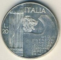 Olaszország 1928. 20L "Mussolini" fantáziaveret T:2/3+