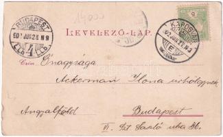 1902 Kaposvár, Fő utca, Goitein Mór órás és ékszerés üzlete a Korona utca 4. szám alatt. Gerő Zsigmo...
