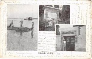 1947 Érd, Dohánybolt, csónak, Duna úszó vízi hajómalommal (vízimalom) / floating watermill (boat mill) (kopott sarkak / worn corners)