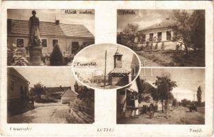 1952 Kútfej (Lovászi), Hősök szobra, emlékmű, iskola, utca, toronyláb, trafik (EB)