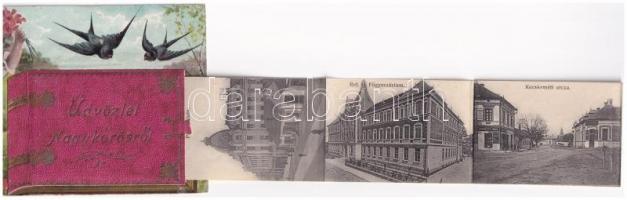 1911 Nagykőrös, leporello hölggyel és fecskékkel (r)