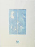 Gibellini, Luisa (1950-), kétoldalas mű: Fecskék, 1990. Akvarell, papír. Jelzett. Hátoldalán toszkán ház. 20×14 cm