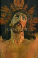 Gadányi Jenő (1896-1960), másolat ismeretlen mester után: Krisztus (1920?). Olaj, vászon, jelzett, fa keretben, 39,5×27,5 cm