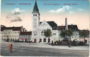 1914 Pozsony, Pressburg, Bratislava; Kálvária (Református) templom, szobor / Calvary (Calvinist) church, statue