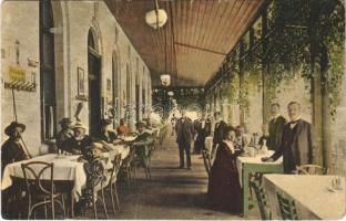 1911 Félixfürdő, Félikszfürdő, Baile Felix; vendéglő terasza. Singer Ferenc kiadása / restaurant terrace (gyűrődések / creases)