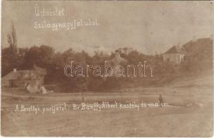 1910 Szilágynagyfalu, Nusfalau; Berettyó part, Br. Bánffy Albert kastélya és malom / Barcau (Bereteu) riverside, castle, mill. photo (EK)