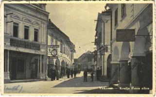 1941 Vukovar, Kralja Petra ulica / street, shops / utca, Josip Freund és Jakub Svaner üzlete