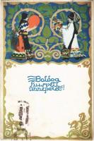 1922 Boldog húsvéti ünnepeket! Rigler József Ede R.J.E. / Hungarian easter art postcard s: K.M. (EK)
