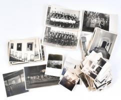 1950 111 db fotó a Sárospataki Református Kollégiumról és Főiskoláról, az épület belsejéről, akkori diákokról, sportéletről, kirándulásokról, hátoldalon feliratozva, 3,5×4,5 és 8,5×13,5 cm közötti méretekben