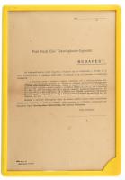 cca 1942 Bp., a Pesti Hazai Első Takarékpénztár-Egyesület értékpapír-forgalomra vonatkozó kormányrendelettel kapcsolatos, felvilágosítási kötelezettségről szóló levele, kitöltetlen formanyomtatvány, műanyag keretben