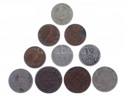 Ausztria 1781-1925. 10db klf fémpénz T:1--3 Austria 1781-1925. 10pcs of diff coins C:AU-F