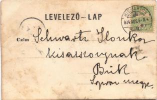 1904 Kismarton, Eisenstadt; Tűzvész után, Szálloda az Arany Sashoz, üzletek / after the fire, street...