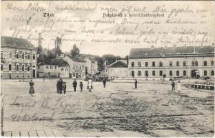 1906 Zilah, Zalau; Polgári tér, Honvéd laktanya. Moldován László kiadása / square, K.u.K. military barracks (EK)