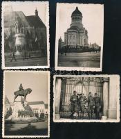 1940 Magyar katonák Kolozsváron a bevonuláskor, 4 db hátoldalon feliratozott fotó, 6×8,5 cm